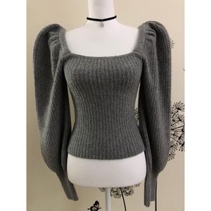 Wool Blend Knit Sweater ( Gray/M )